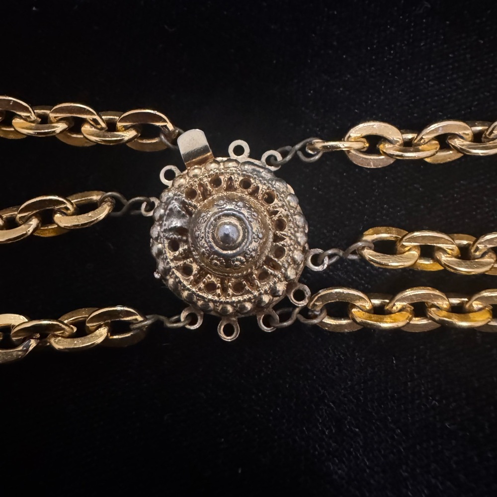 Vintage Necklace with Three Strands and Bead Accents